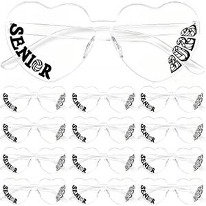 Kingdder 24 Sets Senior Year Gift Senior 2026 Graduation Heart Shaped Sunglasses Graduation Photo Props Gift
