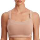 SYROKAN Front Adjustable Sports Bras for Women High Impact Wirefree Comfort No Bounce Support Workout Running Bra (36B, Dark Beige)