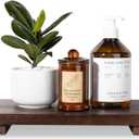 Bathroom Counter Organizer Wood Pedestal Stand Farmhouse Decorative Tray Soap Holder for Kitchen Decor, Large 11.8" x 7" - Walnut
