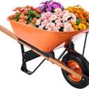 VEVOR Wheelbarrow Cart, 6 Cu. Ft. Load & 330 lbs Capacity, One Wheel Garden Dump Cart Wheel Barrow with Metal Handle & 16" Wide Track Wheels, Easy Loading Utility Yard Cart & Wagons for Lawn Farm