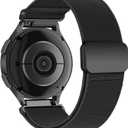 Magnetic Elastic Bands for Samsung Galaxy Watch 7/6/5/4/FE 40mm 44mm/Galaxy Watch 6 Classic 43 47mm/5 Pro 45mm/4 Classic 42 46mm/Active 2, 20mm Wristband Stretchy Nylon Sport Strap Men Women (01-Black black line)