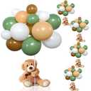 Meooeck 185 Pcs Bear Baby Shower Party Decorations Table Centerpieces 5 Pcs 13. 5'' Gender Reveal Bears 180 Balloons Kit Baby Shower Table Decor for Birthday Wedding(Green, Brown, Nude, White)