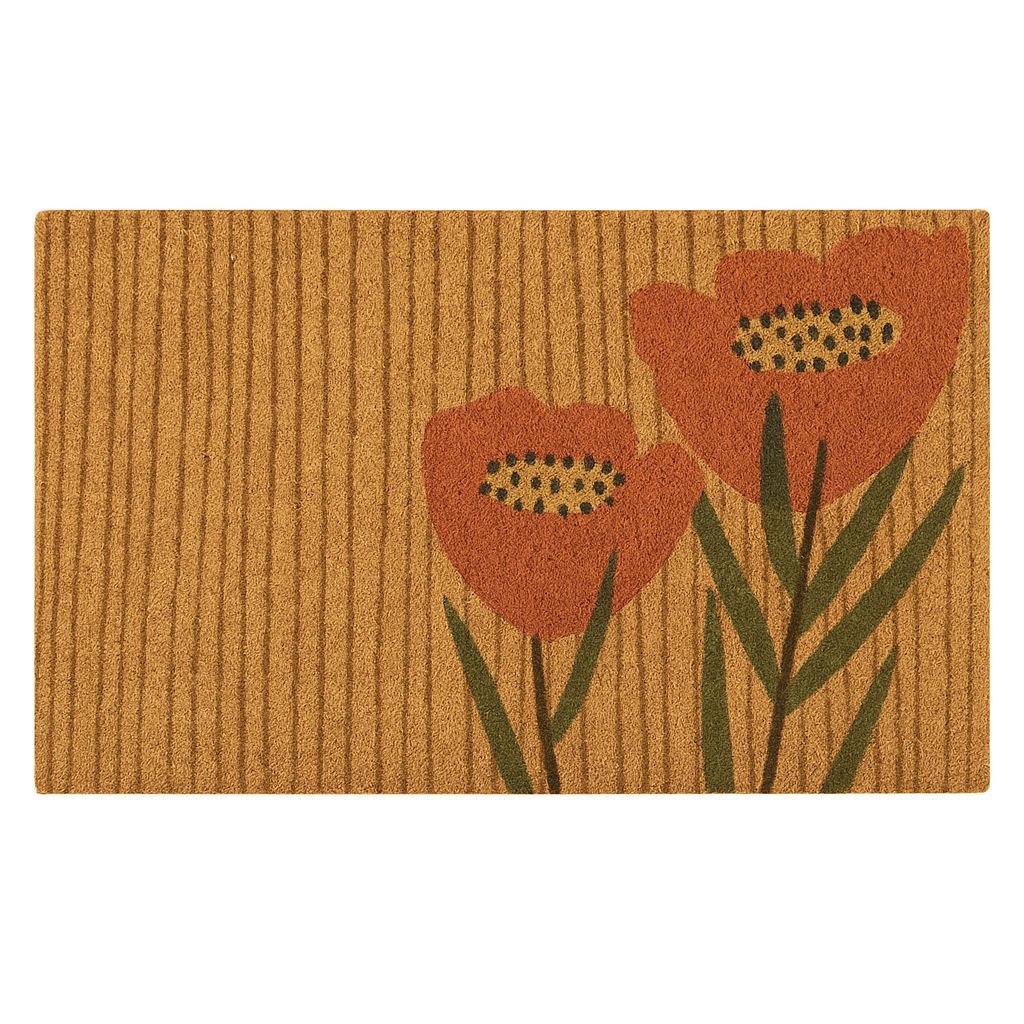 KAF Home New Coir Doormat, Heavy-Duty, Weather Resistant, Non-Slip PVC Backing, Indoor and Outdoor Use, Flower 