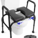 KMINA Raised Toilet Seat with Handles, 400 lbs Toilet Seat Risers for Seniors, Adjustable Height & Width, Comfort PU Foam Seat, Fit Any Toilet, Patented, Made in Europe (Black)