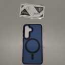 YENAPOON for Samsung Galaxy S25 Case, Matte Magnetic Phone Case with 1 Screen Protector, Support for Magsafe, Translucent Frosted Shockproof Protective Cover for Samsung Galaxy S25, Navy Blue