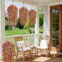 Artificial Hanging Flowers for Outdoors, 4PCS UV Resistant Artificial Outdoor Flowers, Silk Flowers for Outside Patio Porch Front Yard Window Garden Indoor Decor(Spring Color,4PCS)