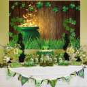 2 x 7x5ft Vinyl St.Patrick's Day Backdrop Pot of Gold Photography Background Lucky Irish Shamrock Wooden Texture Wall Grass Field Children Baby Adults Portraits Photo Studio