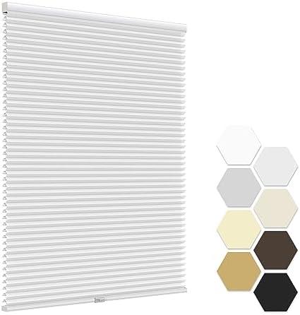 Amazon.com: LazBlinds No Tools No Drill Cordless Cellular Shades, Light Filtering Honeycomb Shades Pleated Blinds for Window Size 21" W x 48" H, White : Home & Kitchen