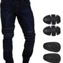 Juicy Trendz Men's Motorcycle Riding Jeans  Motocross Motorbike Pants with CE Certified Armor Knee & Hip Protection (36W x 30L, Mid Blue)