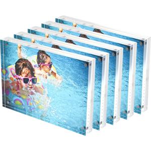 DreamShore 4x6 Acrylic Magnetic Picture Frame, 5 Pack Clear Frameless Rectangle Photo Frame for Desktop Display