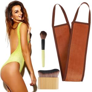 Self Tanning Mitt Applicator Kit, 3 Piece Tanning Glove, Back Applicator, Kabuki Brush For Body And Face, Streak Free Sunless Tan