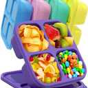 Canfanni 5 PCS Bento Snack Containers, Reusable 4 Compartment Divided Food Storage Containers, Divided Lunchable Container for School, Work and Travel (Multicolor)