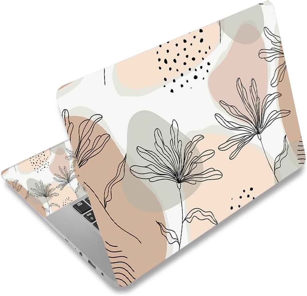 Laptop Skin Sticker Decal,12" 13" 13.3" 14" 15" 15.4" 15.6 inch Laptop Vinyl Skin Sticker Cover Art Protector Notebook PC (2 Wrist Pad Skins Included), Decorative Waterproof Removable, Morandi Leaves