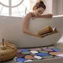 Shower Mat Non Slip, 15.736 Inch, Shower Mats for Showers Anti Slip, Non Slip Bath Mat for Shower and Bathroom, Wet Area, Quick Drying, No Suction Cups, Colored Pebbles