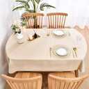 Wolkemer Faux Linen Small Oval Tablecloth Heavy Duty Wrinkle Resistant Fabric Table Cloths 52 x 70 Inch Beige Farmhouse Rustic Table Cover for Kitchen Dining Indoor Outdoor Tabletop Decoration