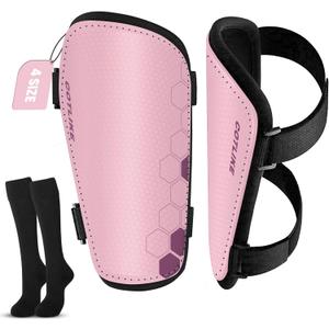 Soccer Shin Guards for Kids Youth Toddler, Shin Defender Shin Guards and Long Soccer Socks for Adults Boys Girls, Shin Pads & Sleeves Equipment - Football Gear for Children (X-Small)