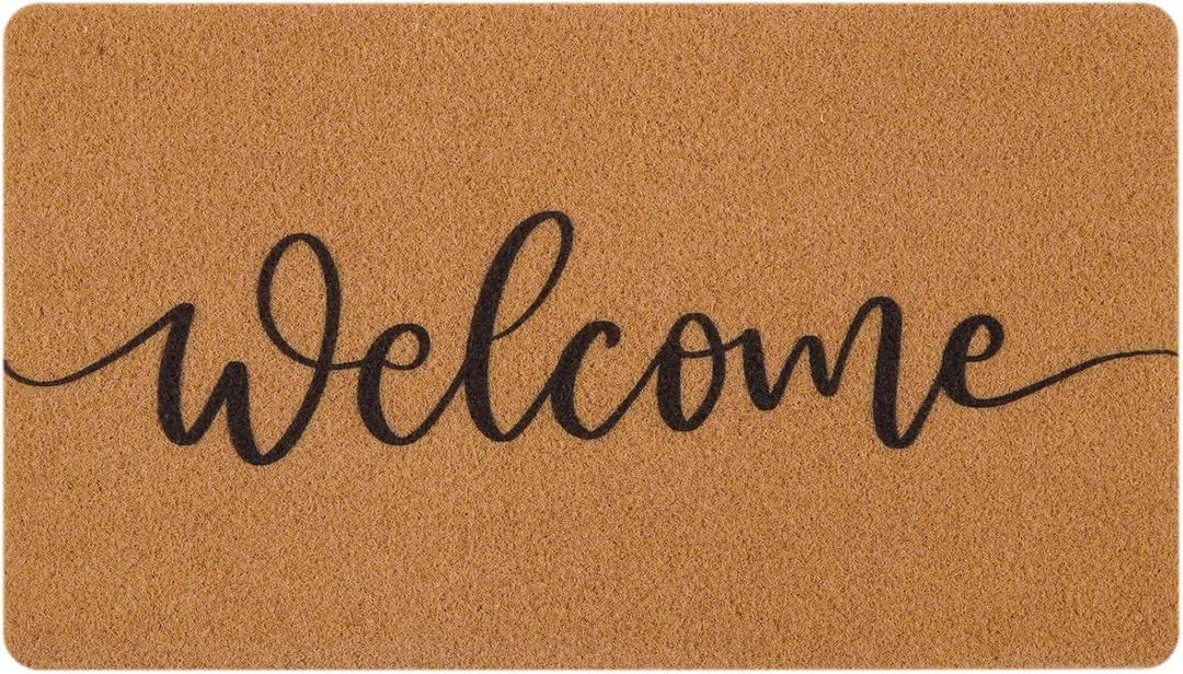 UINI Welcome Mat Outdoor Indoor Door Mat, Faux Coir Welcome Doormat for Front Door Entry, Resist Dirt, Easy to Clean, 17" x 30" (1'5" x 2'6" (Rectangular))