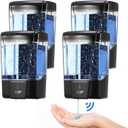 4 Pack Automatic Soap Dispenser Touchless,600 ml / 20 oz Commercial Hand Soap Dispenser,Wall Mount Hand sanitizer Dispenser for Bathroom Offices Home Kitchen HotelBlack
