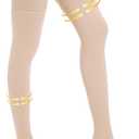 20-30 mmHg Compression Stockings for Women and Men, Medical Graduated Compression Hoses, Open Toe Thigh High Compression Socks, Long Toeless Support Stockings for Varicose Veins, Edema, DVT, M