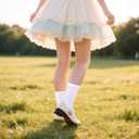 5 Pairs White Dressy Textured Short Socks Scallop Top Ankle Socks Premium Combed Cotton Cute Ruffle Stokings for Girls Casual Office Gifts Choice (White)