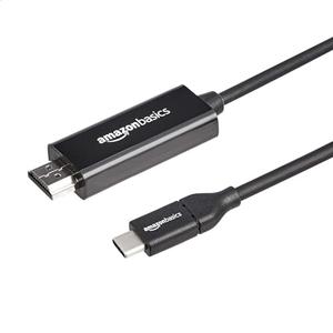 Amazon Basics Uni-Directional USB-C (Source) to HDMI (Display) Cable Adapter (Thunderbolt 3 Compatible) 4K@30Hz, 3 feet, Black