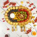 Charcuterie Board Set - 2 Pieces with Knife Set, Premium Acacia Wood Cheese Boards, Puzzle Shaped Serving Tray, Wedding & Bridal Shower Gift, Valentines Day Gifts