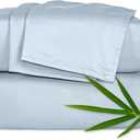 Pure Bamboo Queen Sheets, Genuine 100% Organic Viscose Derived from Bamboo Bed Sheet Set, Luxuriously Soft & Cooling, Double Stitching, 2 Year Quality Promise (Queen, Glacier)
