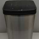 Ninestars Automatic Touchless Infrared Motion Sensor Garbage Can, 13 Gal 50L, Stainless Steel Base (Rectangular, Black Lid), Black Trim