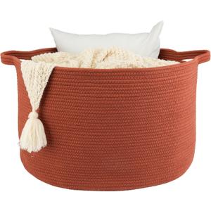 Large Cotton Rope Basket Blankets Basket Living Room 22"x14" Toy Baskets for Kids and Dogs Rope Storage Baskets for Nursery Woven Laundry Baskets for Clothes Towels Baby Toy round rustic