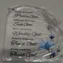 Yulejo Bible Verses Decor Christian Gift for Woman Cna Week Gift Inspirational Quotes Blue Flower Prayer Room Decor Happy Moment Praise God Acrylic Hearts for Home Office Table Shelf