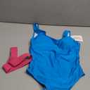 MIAIULIA Women's Retro 80s/ 90s Inspired High Cut Low Back Padding One Piece Swimwear Bathing Suits Belt Blue S