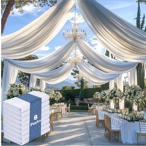 Outpain 40ftx20ft White Backdrop Ceiling Drapes,8Panels 20ft Height Wrinkle Free Tent Draping Curtains, Fabric Drapery Ceiling Drapes for Wedding Ceremony Birthday Theme Parties with Rod Pocket