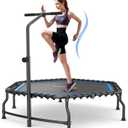 ANCHEER 50" Rebounder Trampoline for Adults- 2025 Foldable Mini Trampoline with Bar- Exercise Trampoline for Adults, Max Load 450lbs/550lbs, for Indoor/Garden Workout (Navy Blue)