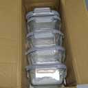 5Pack 22oz Glass Storage Containers with Lids, Glass Meal Prep Food Container Sets with Snap Airtight Lids for Microwave, Oven, Freezer and Dishwasher, Grey