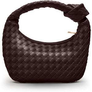 Knotted Woven Leather Handbags Tote with Detachable Bow For Women, Trendy Hobo Dumpling Purse Bag 2024.