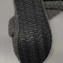 EverFoams Womens Fuzzy Open-toe Slippers Soft Comfy Memory Foam Indoor House Shoes (9-10, Cool Gray)