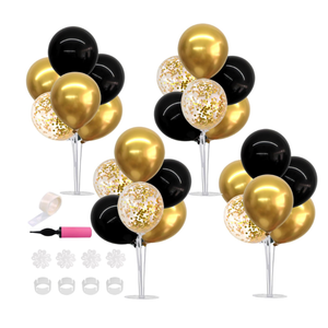 TONIFUL 4 Set Black Gold Balloon Centerpieces for Table,Balloon Stand Kit for Black Gold Party Decor 40th 50th 60th 70th Birthday Decorations Anniversary Graduation Decorations 2026 New Year Eve