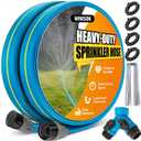 Winisok Upgrade Flat Sprinkler & Soaker Hose for Garden, Heavy Duty 3-Tube Lawn Irrigation Hose with Landscape Stakes and Y-Splitter, No-Kink Flexible Watering Hose for Yard, Plants (50ft x 2packs)