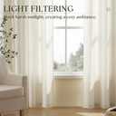 Living Room Curtains 112 Inch Length 2 Panels Set Grommet Ring Top Linen Sheer Curtains Extra Long Custom Farm House Lightweight Semi Privacy Light Filtering Curtain for Patio Sliding Glass Door