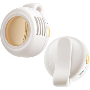 Portable Silent Mini Bladeless Fan Clip On, 3 Speeds & Queit, Hands Free Shirt and Waist Clips Whirlwind Fans, USB Rechargeable, Suitable for Outdoor & Travel & Office (cream white)