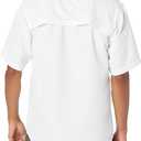 Men's Mossy Oak Short Sleeve Button Down Fishing Shirt (Medium, White)