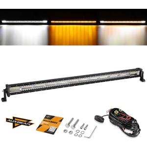Auxbeam 50 Inch LED Straight Light Bar 6 Modes Amber White Strobe Lights