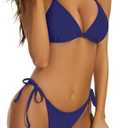 LIZENS Bikini Set for Women Tie Side Triangle String Sexy Swimsuit Womens Black Bikini Bathing Suit Tow Piece Bikinis Sets (Small)
