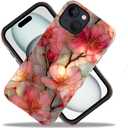 Compatible with iPhone 15 Case,Glossy Case All-Round Protection Shockproof Anti-Scratches TPU Cover,Cases for Man Woman-Blossoms Pink Flower Stained Glass