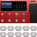 VALETON Multi Effects Processor Multi-Effects Pedal with Expression Pedal FX Loop MIDI I/O Guitar Bass Effects Pedal Amp Modeling IR Cabinets(Include 10 Pcs Additional Footswitch Toppers) (GP-200 Red Version)