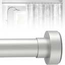 HTZON Silver Shower Curtain Rod 27 to 49In, Small Spring Tension Shower Rods for Bathroom Kitchen Doorway, Short Heavy Duty Adjustable Shower Curtain Tension Rod No Drilling Non-Slip Easy Install, Silver