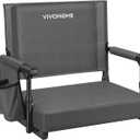 VIVOHOME Stadium Seat with Back Support and Cushion, Portable Bleacher Chair with Cup Holder and Shoulder Strap, Comfortable for Various Sports Events, Gray