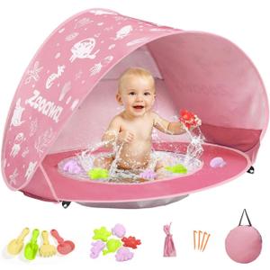Baby Beach Tent, Pop Up Beach Tent Sun Shade for Beach, Portable Shade Pool UV Protection Sun Shelter for Infant with Beach Sand Toys Set