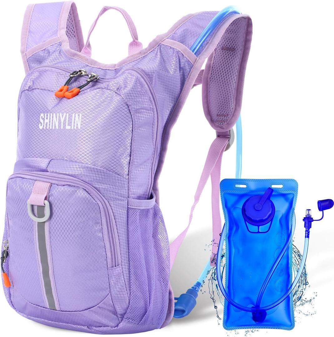 Shinylin Kids Hydration Backpack with 1.5L Water Bladder Hiking Backpack Lightweight for Boys or Girls Children Biking Climbing Running Cycling