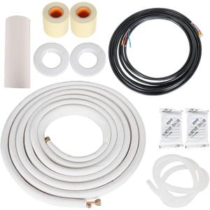 25FT Air Conditioning Tubing Hose Extension 1/4 and 3/8 Inch Insulated Copper Hoses Fit for Mini Split Air Conditioner